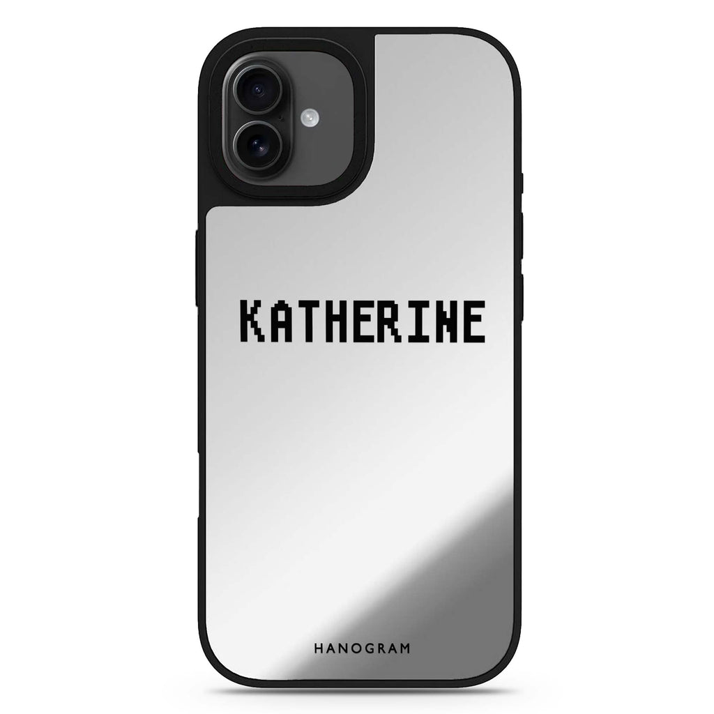 Pixel Custom Name personalized name typography design iPhone 17 mirror case