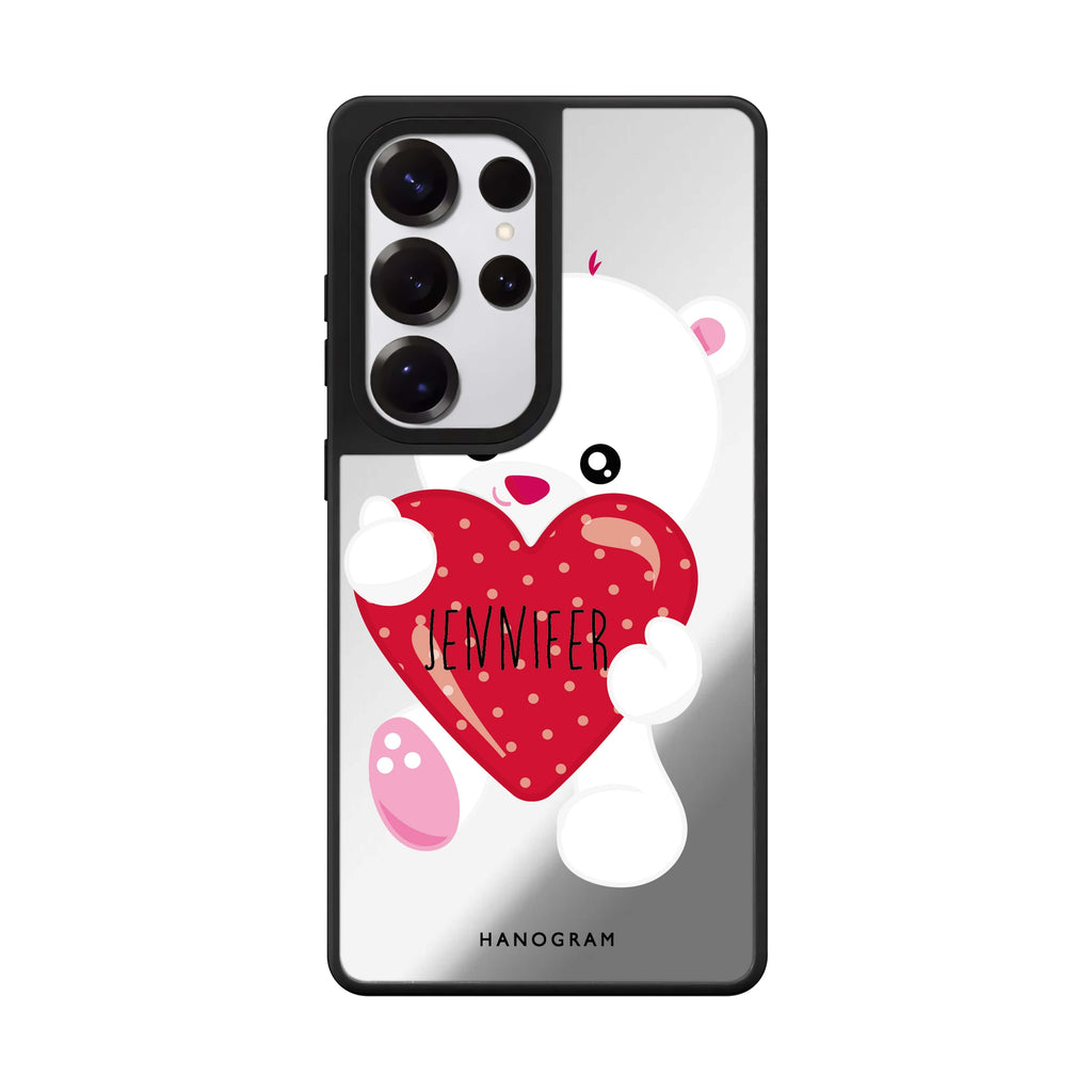 Custom Lovely Bear Samsung Galaxy S25 S24 S23 Ultra mirror case, front view