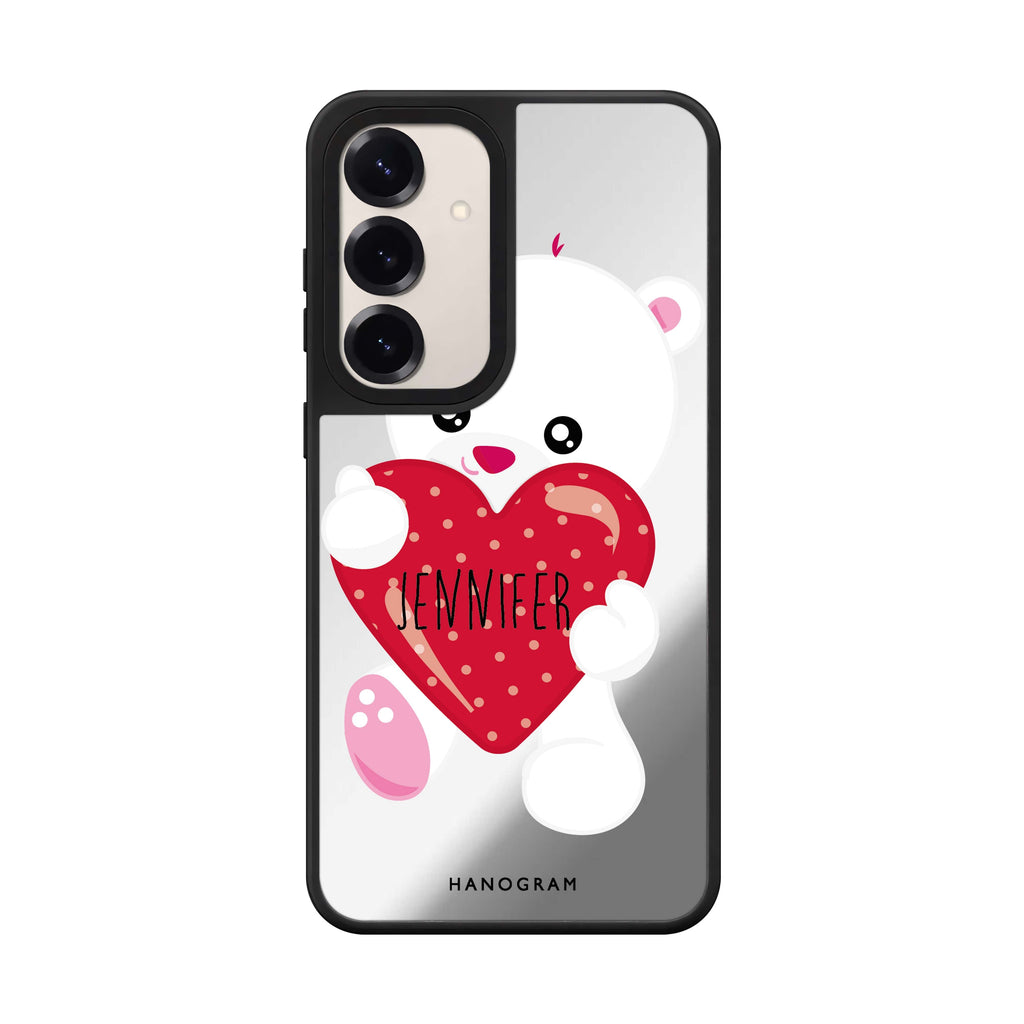 Custom name Lovely Bear Samsung Galaxy mirror case front view