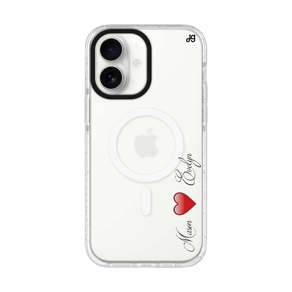 You & Me personalized name iPhone 17 ultra clear MagSafe case, front product view
