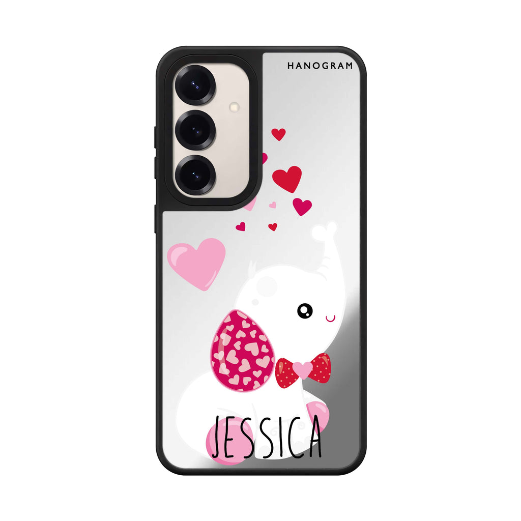 Custom name Lovely Elephant Samsung Galaxy mirror case front view