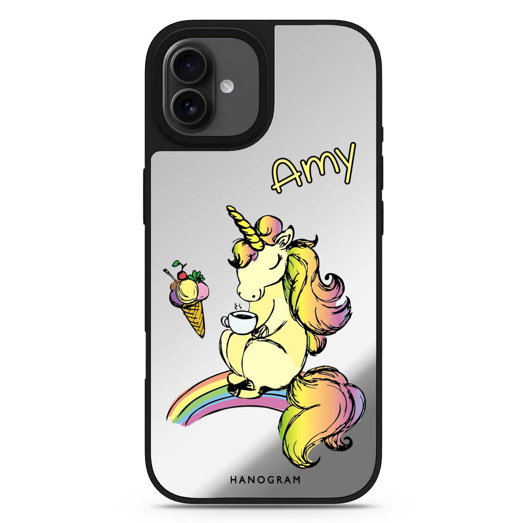 Cute Unicorn personalized name iPhone 17 mirror case