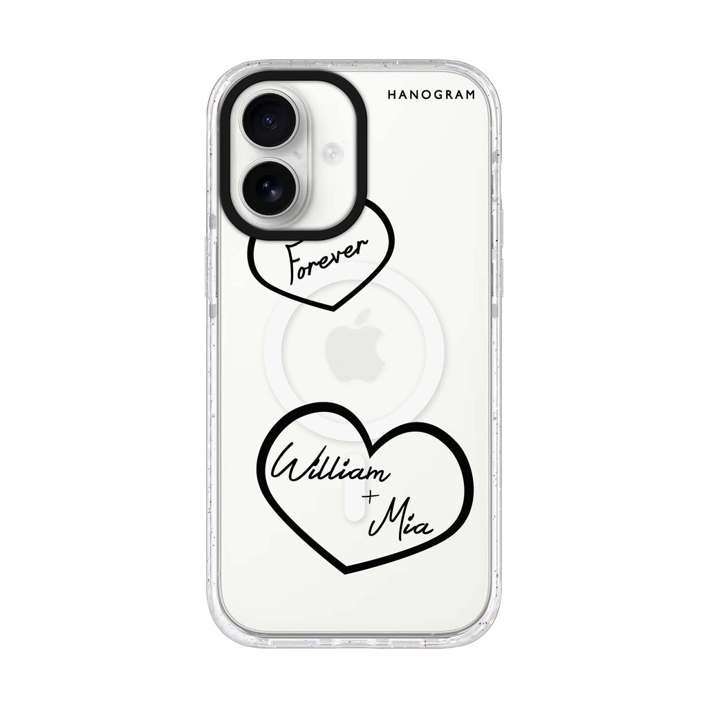 Sweet Heart II personalized name iPhone 17 ultra clear MagSafe case, front product view