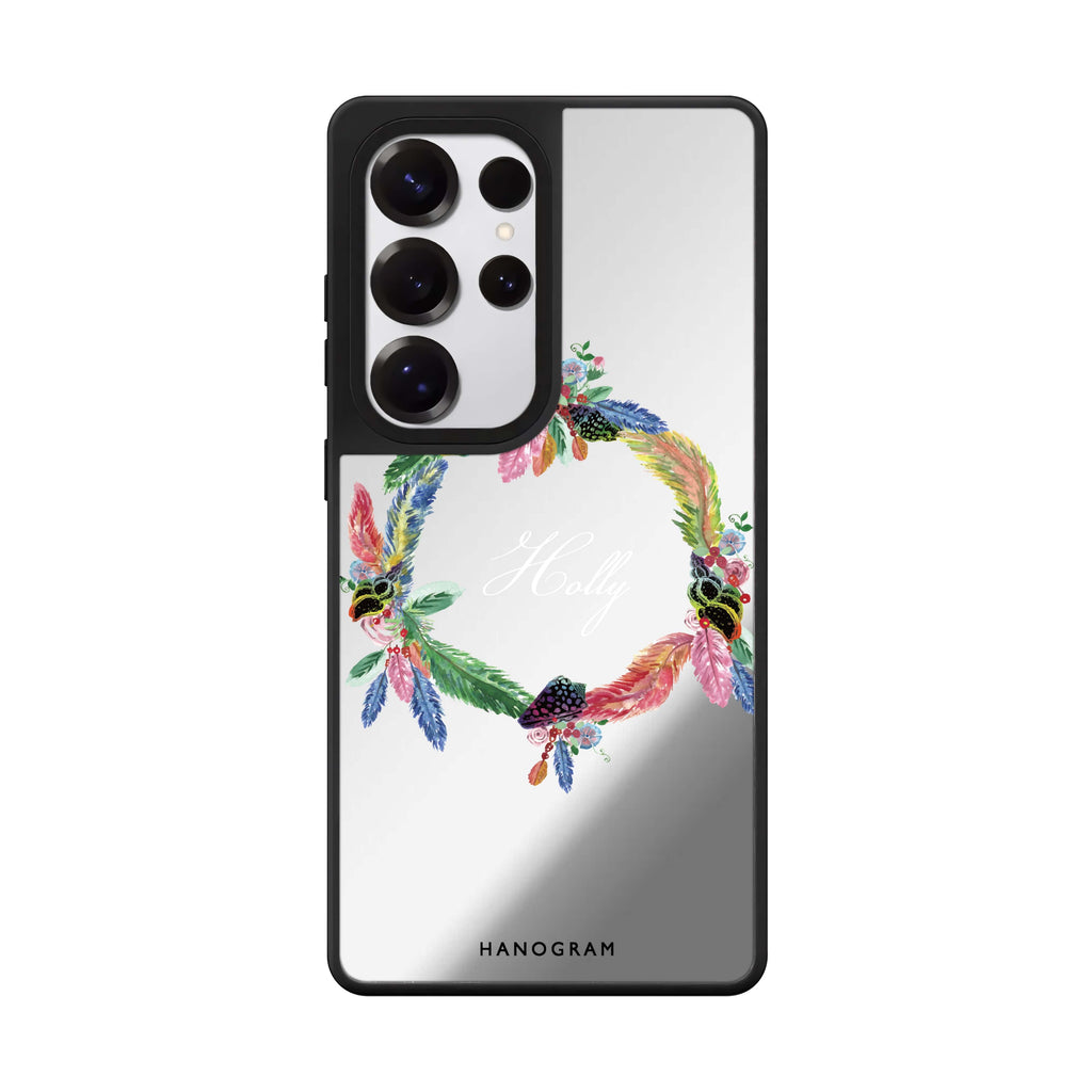 Watercolour Feather Mirror Case