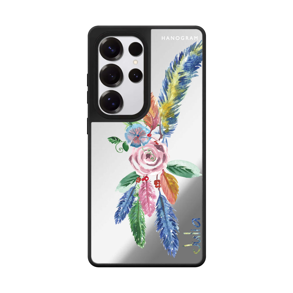 Custom Feather Love Samsung Galaxy S25 S24 S23 Ultra mirror case, front view