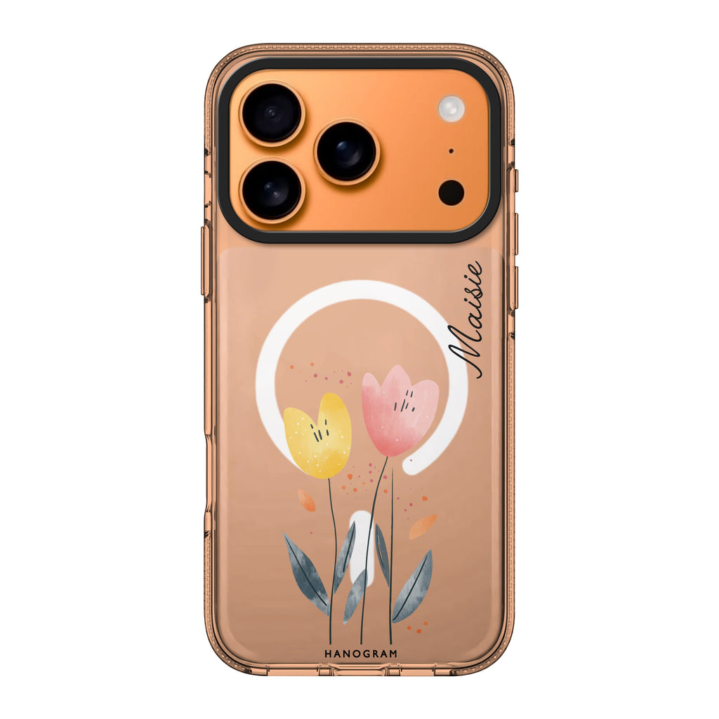 Tulip Twins personalized name flower floral iPhone 17 Pro Max ultra clear case