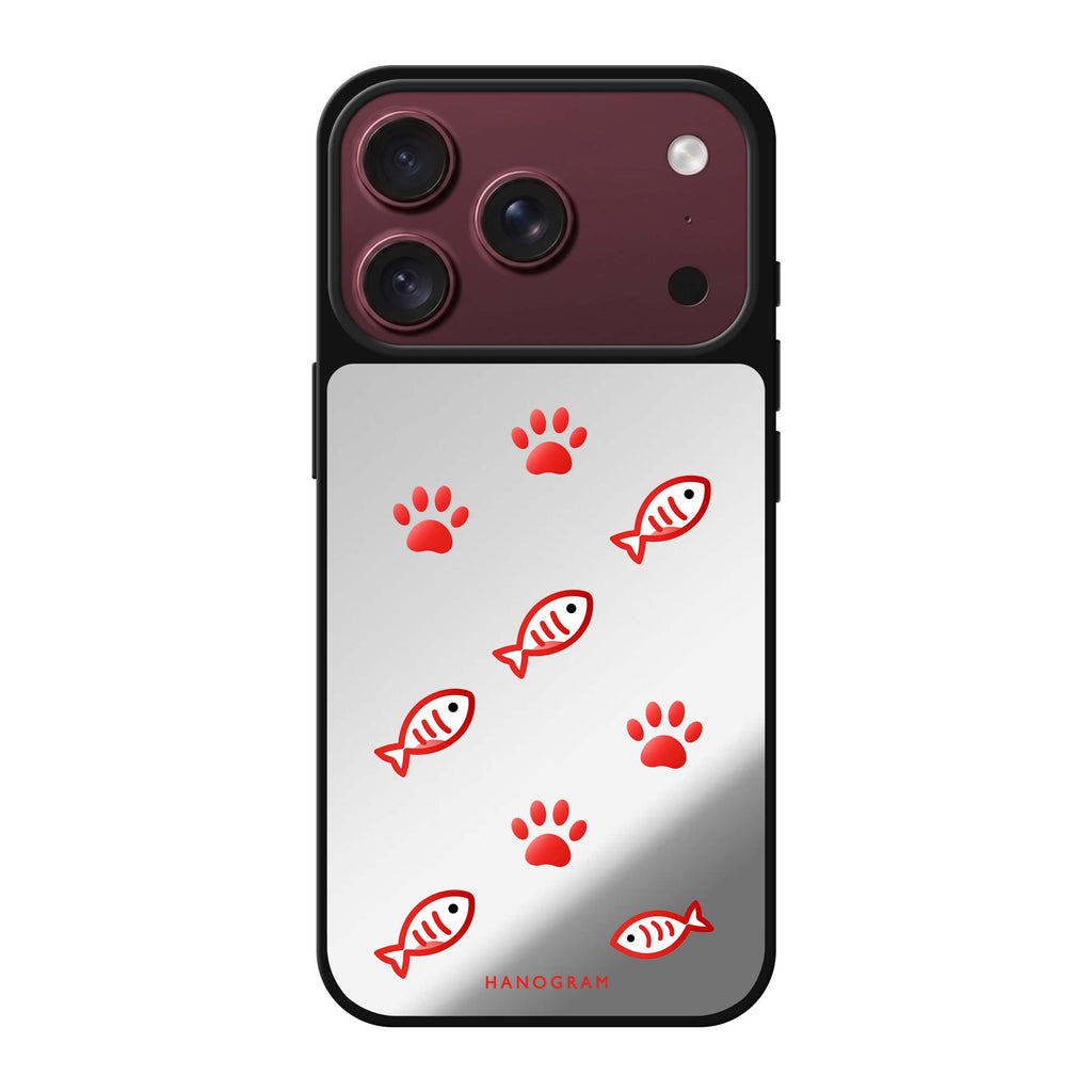 Scarlet Pawprints iPhone 18 Pro Max Mirror Case - design view 1