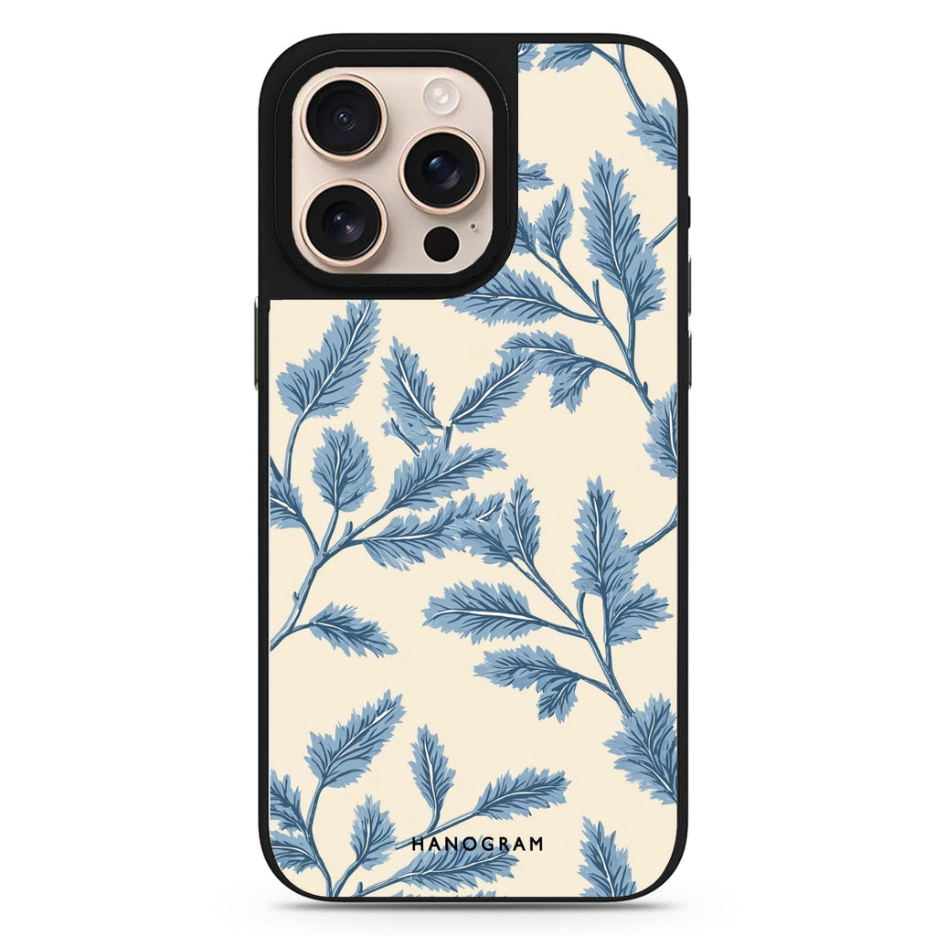 Blue Botanical floral design iPhone 16/15/14 Pro Max & Pro mirror case