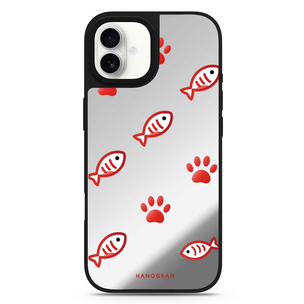 Scarlet Pawprints iPhone 17 Mirror Case - View 1