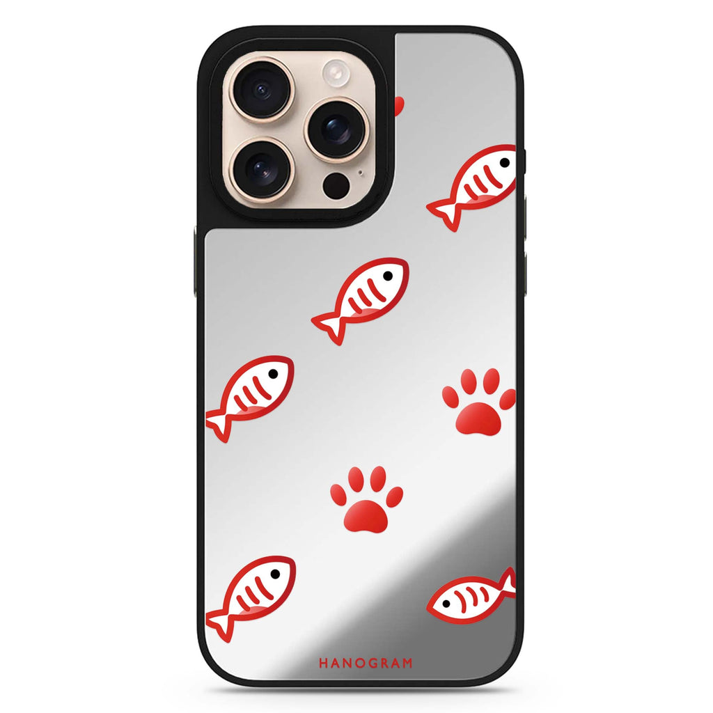 Scarlet Pawprints iPhone Mirror Case – design view 1