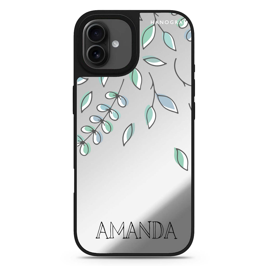 Fall Leaf personalized name nature design iPhone 17 mirror case