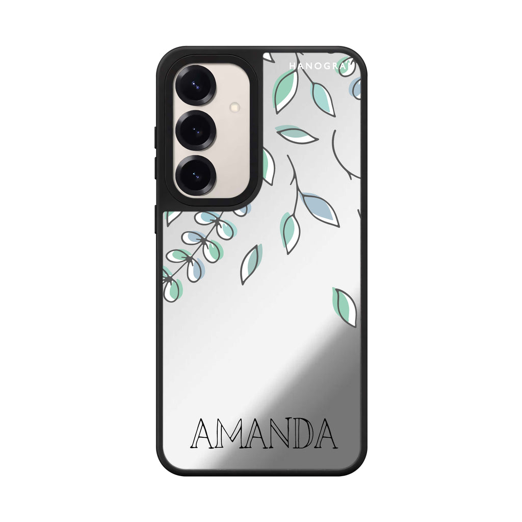 Custom name Fall Leaf Samsung Galaxy mirror case front view