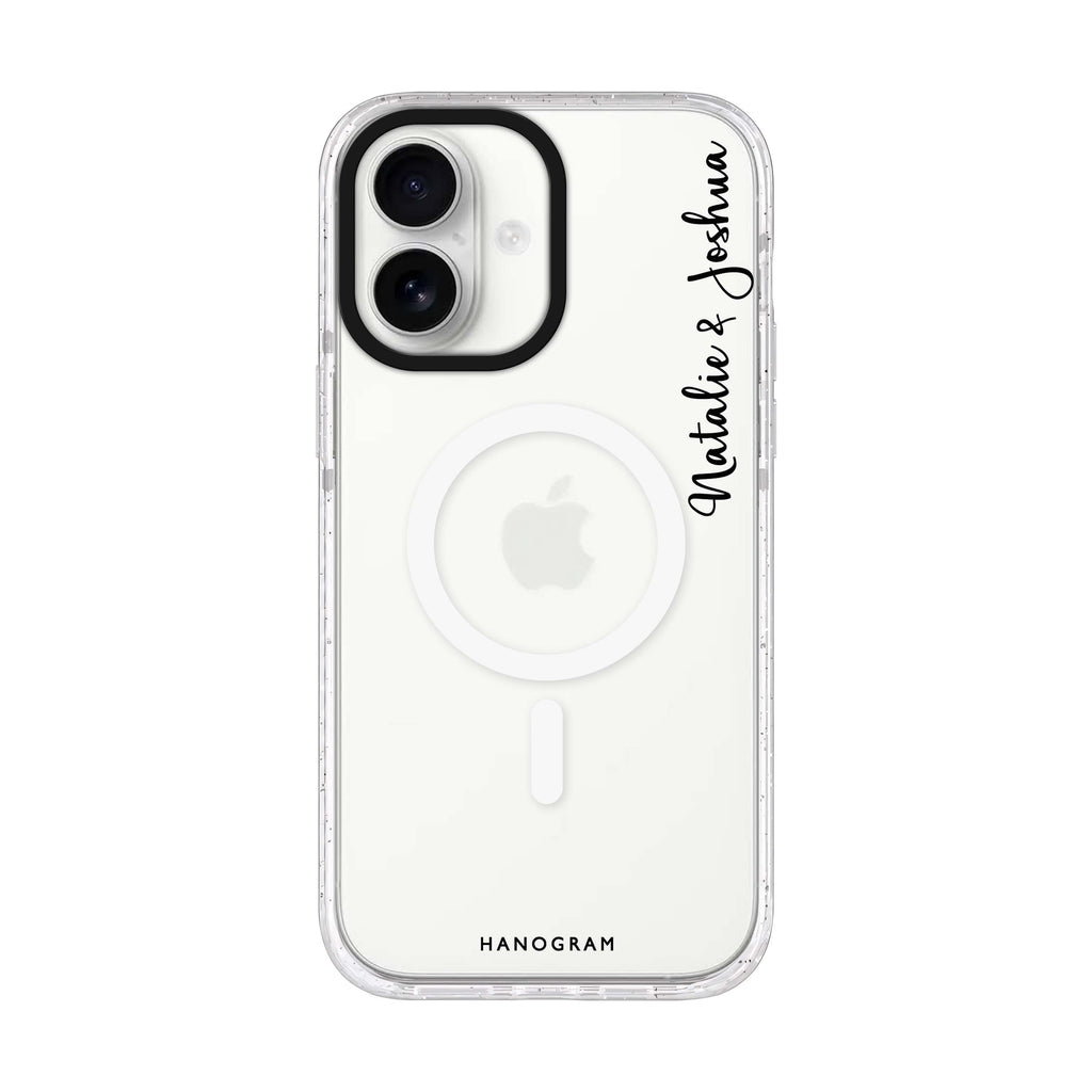 Me & You II personalized name iPhone 17 ultra clear MagSafe case, front product view
