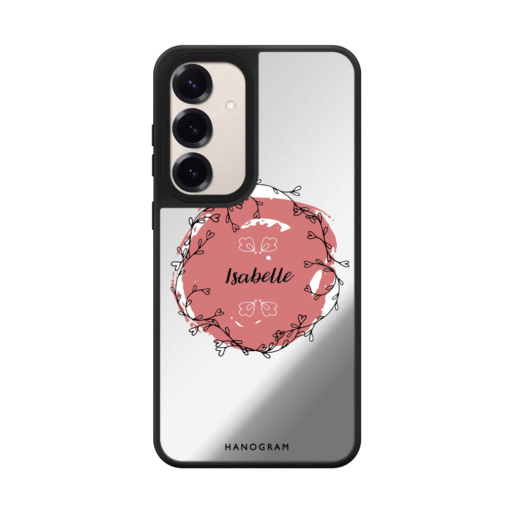 Custom name Heart Crown Samsung Galaxy mirror case front view