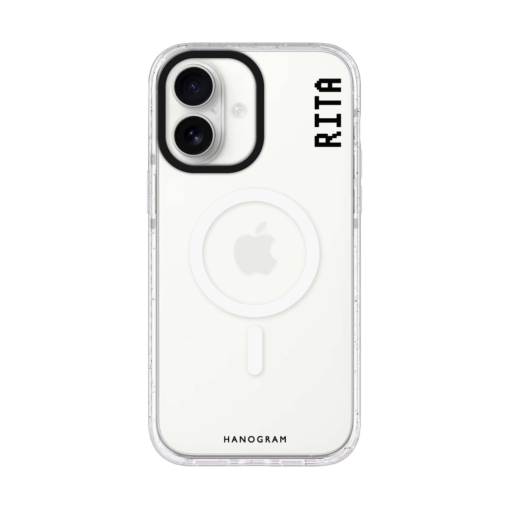Pixel Custom Name II personalized name iPhone 17 ultra clear MagSafe case, front product view