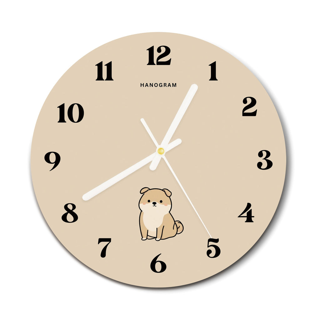 Little Puppy Calm premium glass wall clock, dog home decor clock, main view