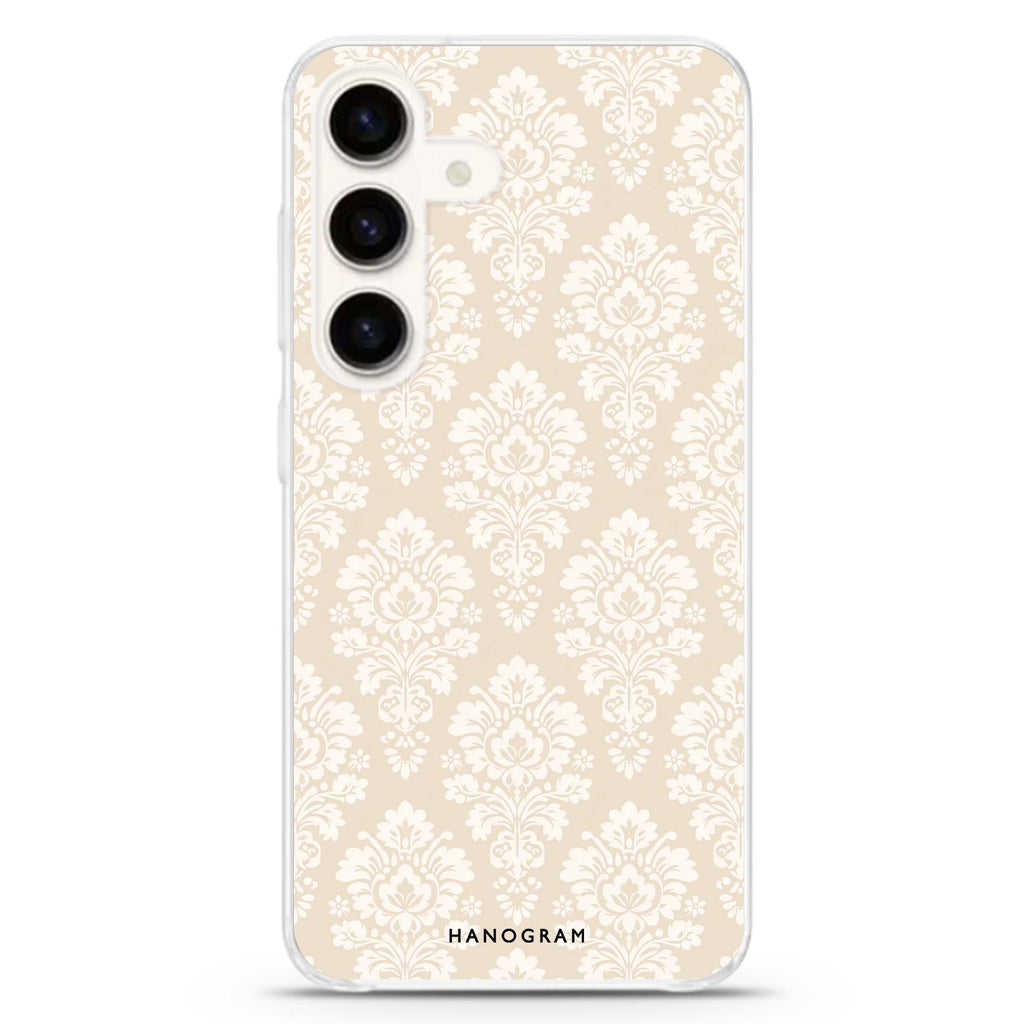 Vanilla Damask Samsung Galaxy Ultra Clear Case — front view