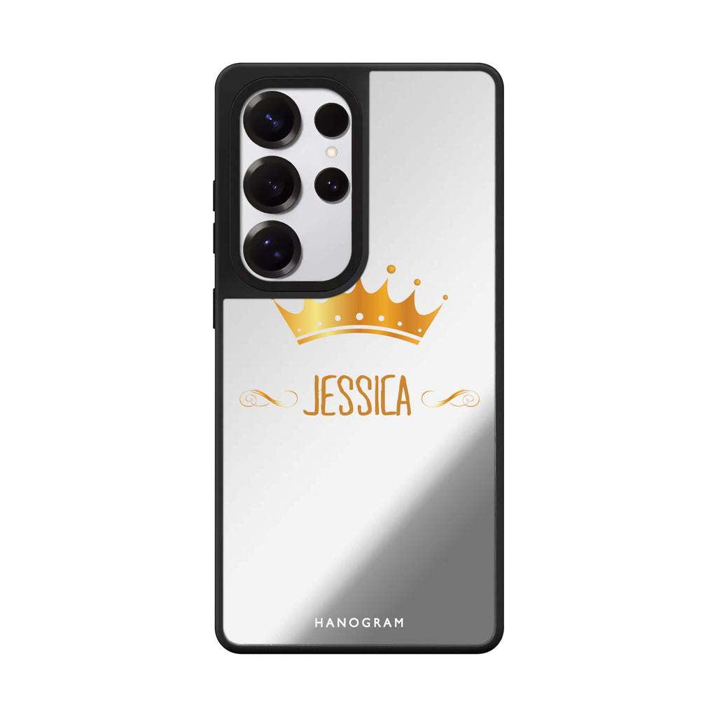Custom Queen's Crown Samsung Galaxy S25 S24 S23 Ultra mirror case, front view