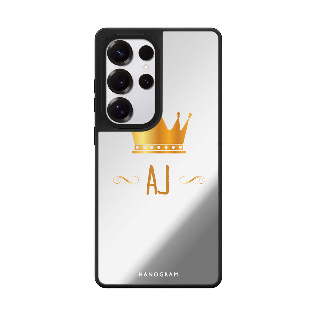 Custom King's Crown Samsung Galaxy S25 S24 S23 Ultra mirror case, front view