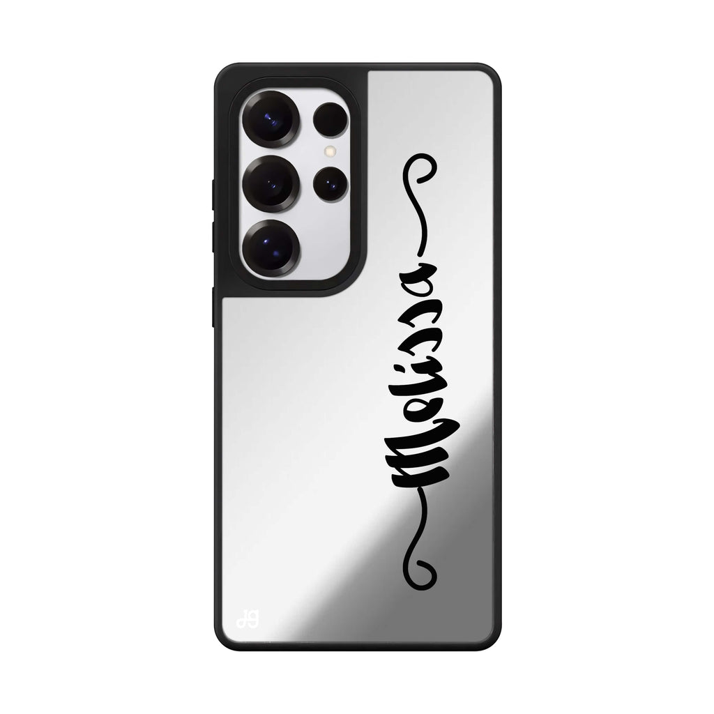 Custom Casual Vertical Name Samsung Galaxy S25 S24 S23 Ultra mirror case, front view