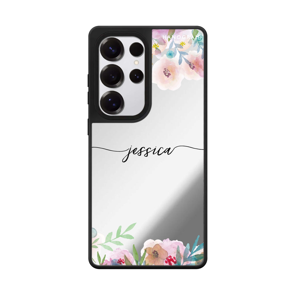Custom Art Of Floral Samsung Galaxy S25 S24 S23 Ultra mirror case, front view
