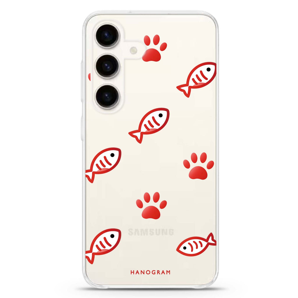 Scarlet Pawprints Samsung Galaxy Ultra Clear Case — front view