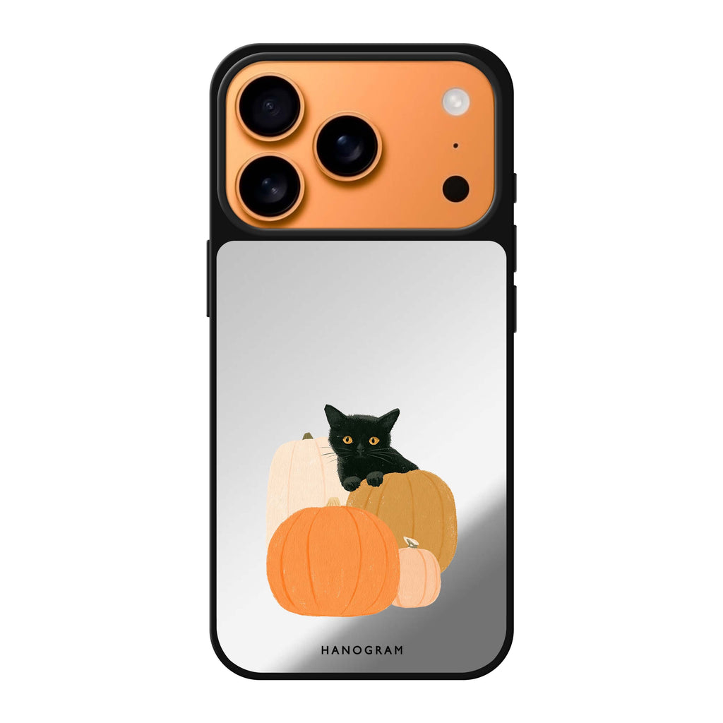 Peekaboo Pumpkin Kitten iPhone 17 Pro Max Mirror Case - design view 1