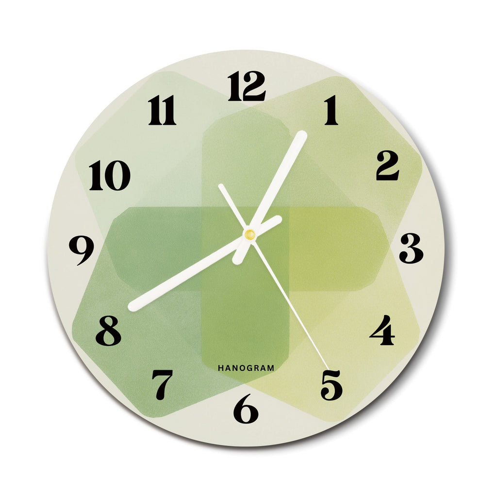 Soft Clover Light premium glass wall clock, floral home decor clock, main view