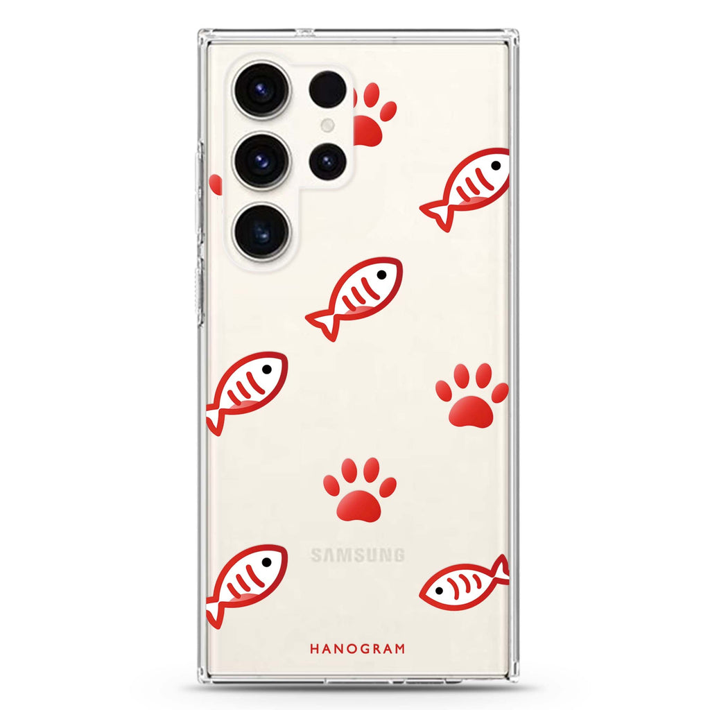 Scarlet Pawprints Samsung Galaxy Ultra Clear Case — front view