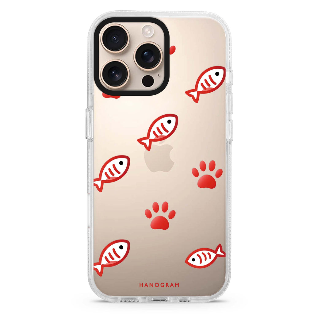 Scarlet Pawprints iPhone 16 Pro Max Ultra Clear Case - front view