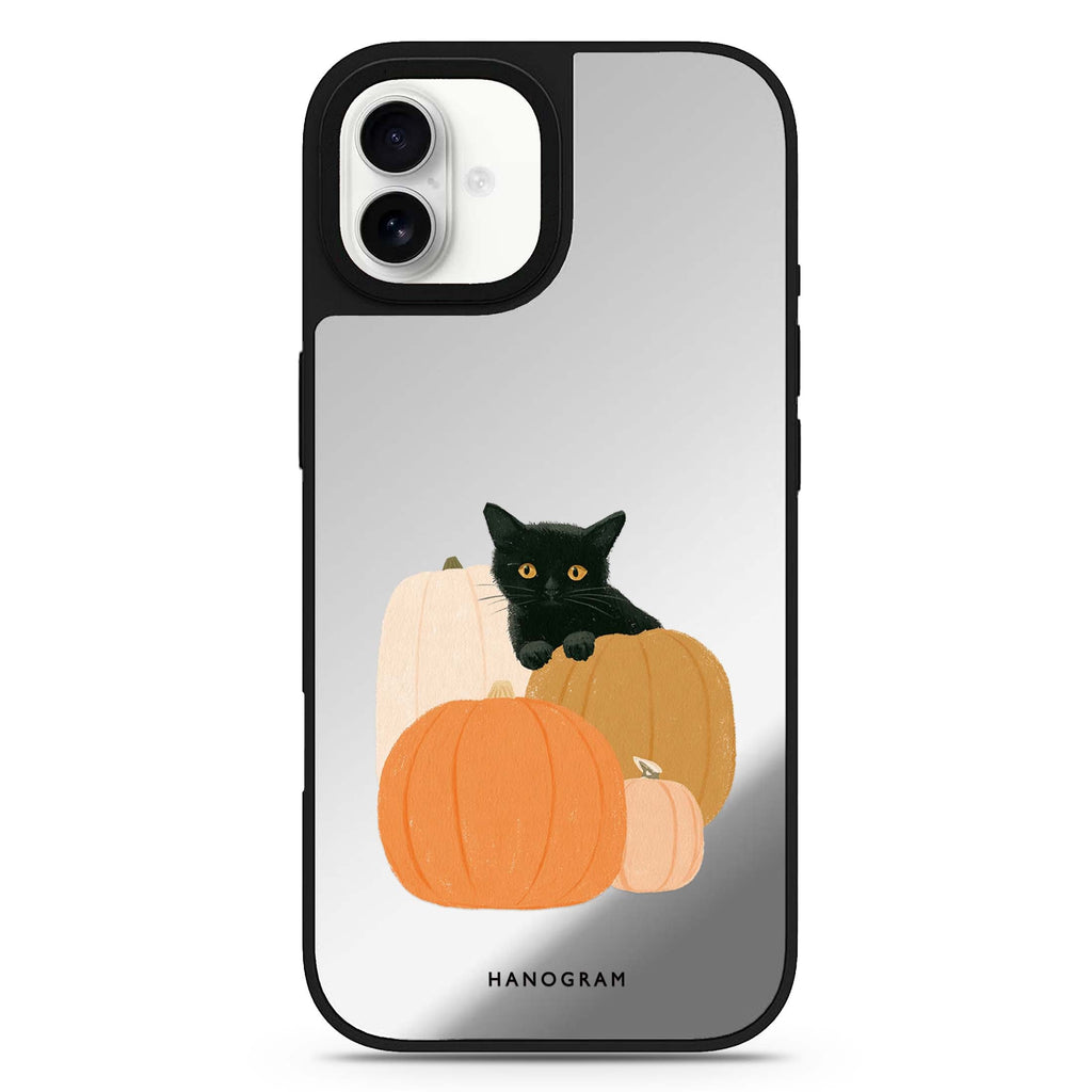 Peekaboo Pumpkin Kitten iPhone 17 Mirror Case - View 1