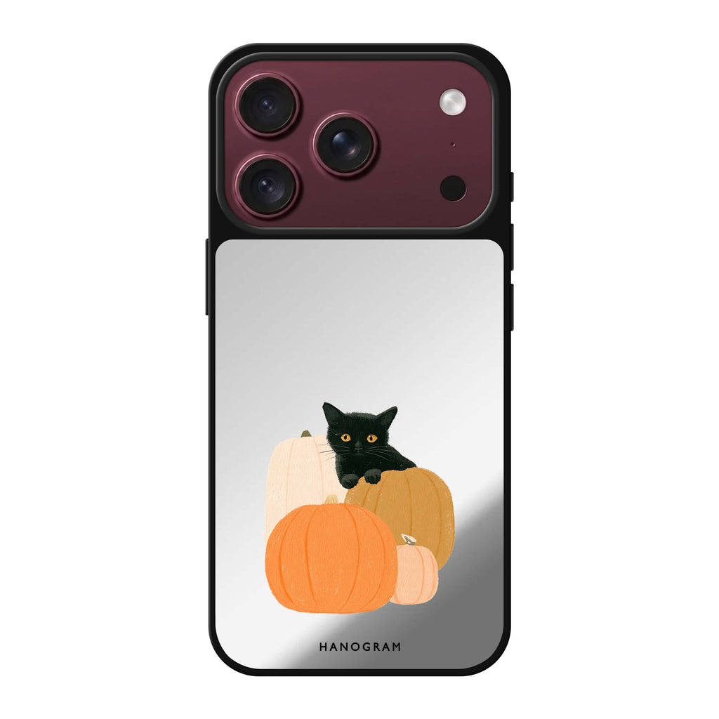 Peekaboo Pumpkin Kitten iPhone 18 Pro Max Mirror Case - design view 1