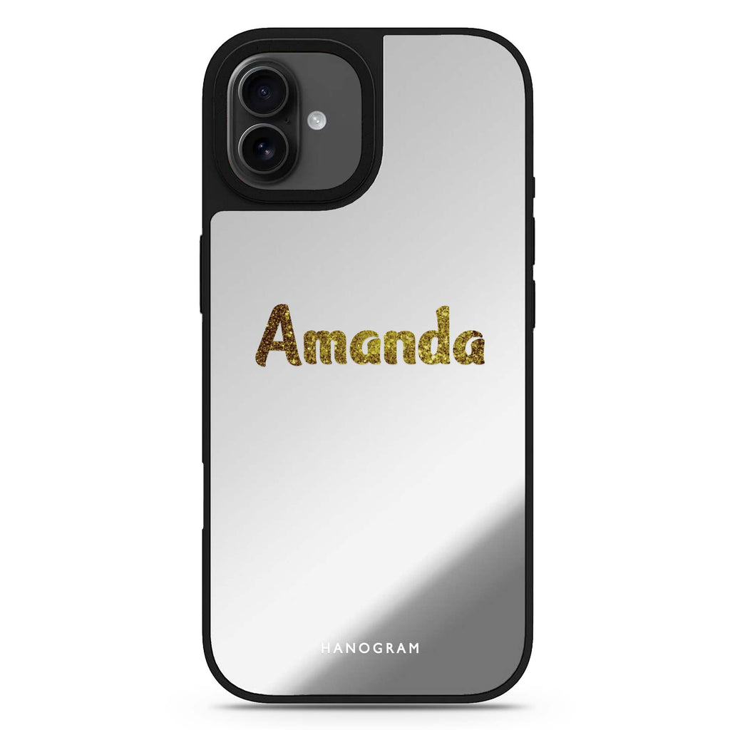 Glittering Gold personalized name iPhone 17 mirror case