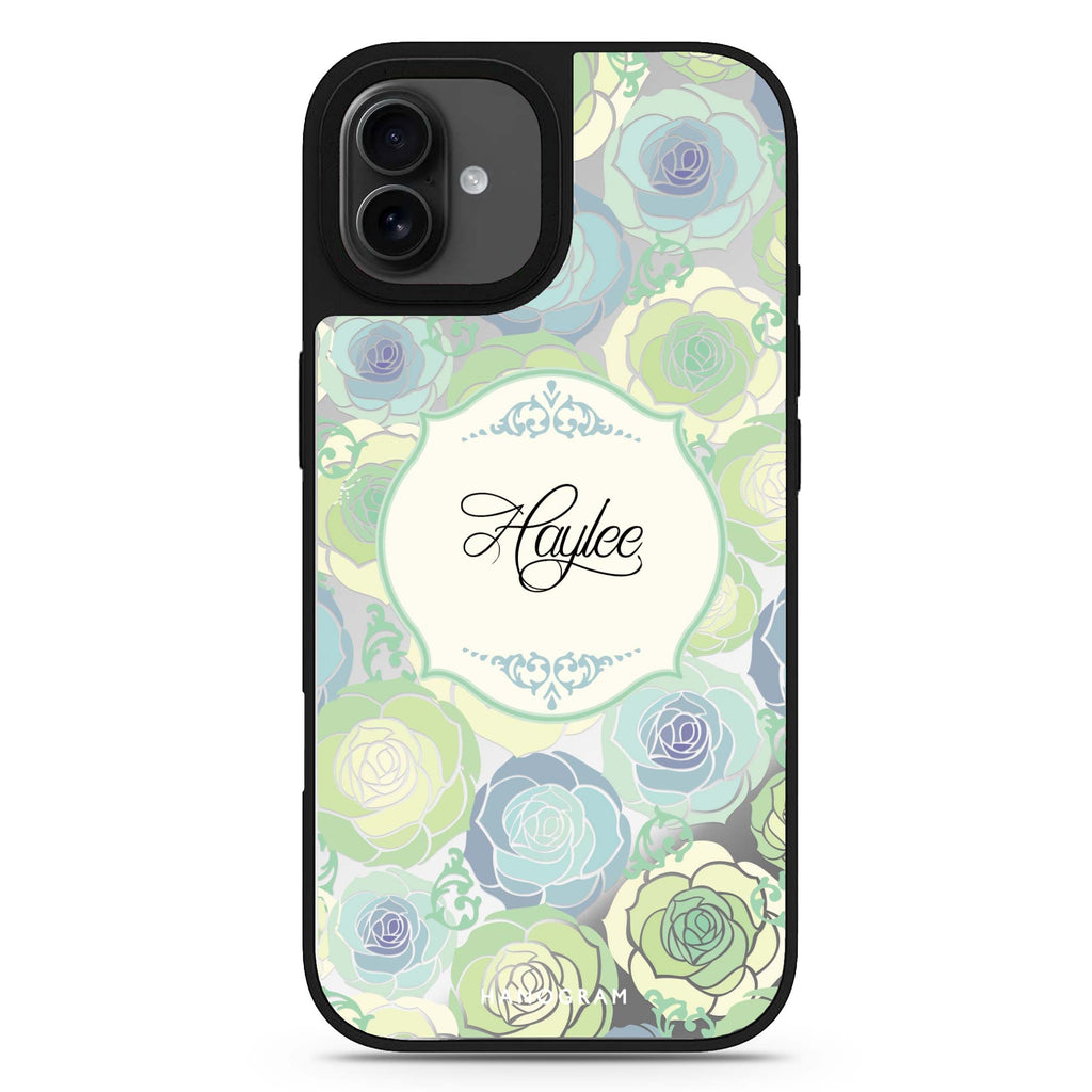 Art of Rose I personalized name floral abstract art iPhone 17 mirror case