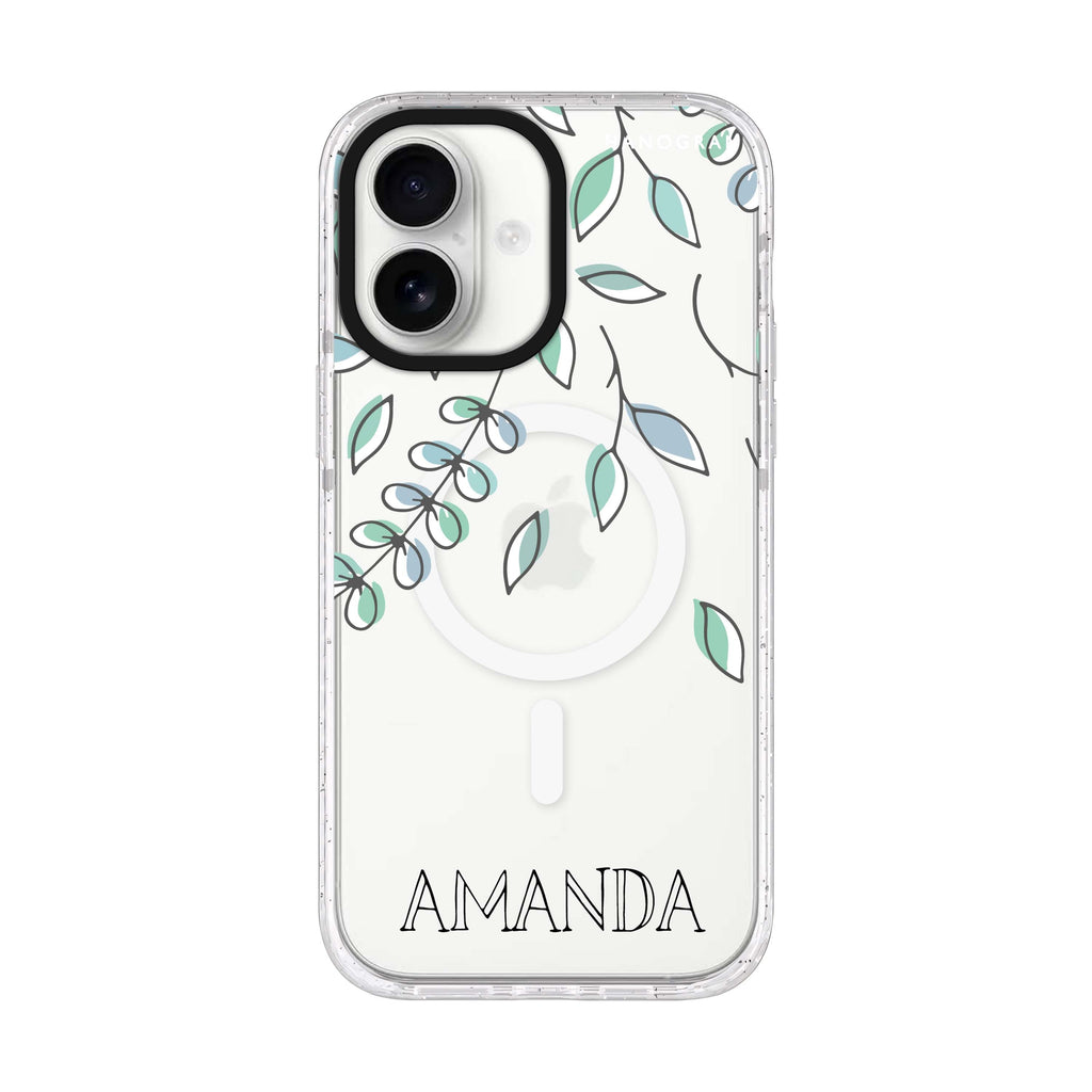 Fall Leaf personalized name iPhone 17 ultra clear MagSafe case, front product view