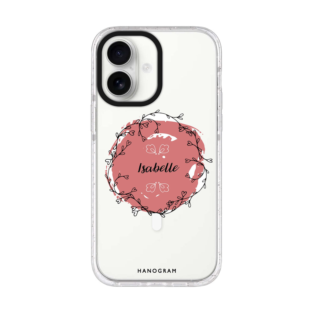 Heart Crown personalized name iPhone 17 ultra clear MagSafe case, front product view