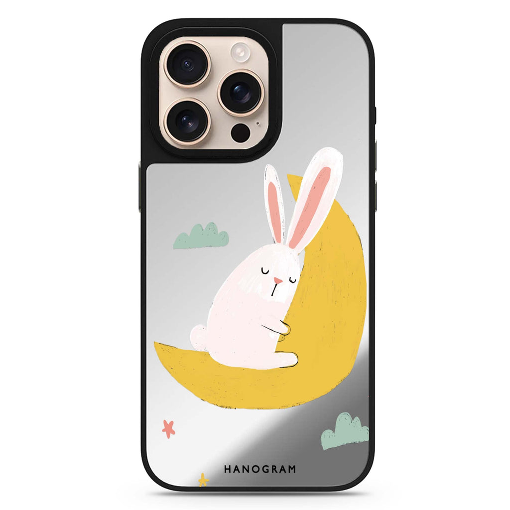 Moon Bunny animal design iPhone 16/15/14 Pro Max & Pro mirror case