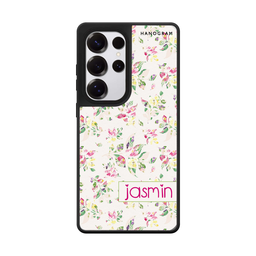 Custom Floral Rain Samsung Galaxy S25 S24 S23 Ultra mirror case, front view