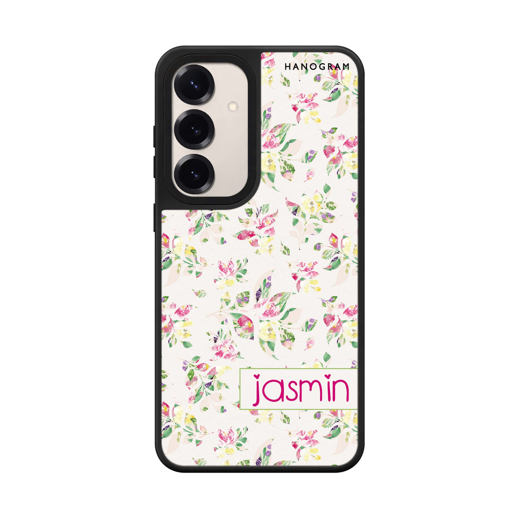 Custom name Floral Rain Samsung Galaxy mirror case front view