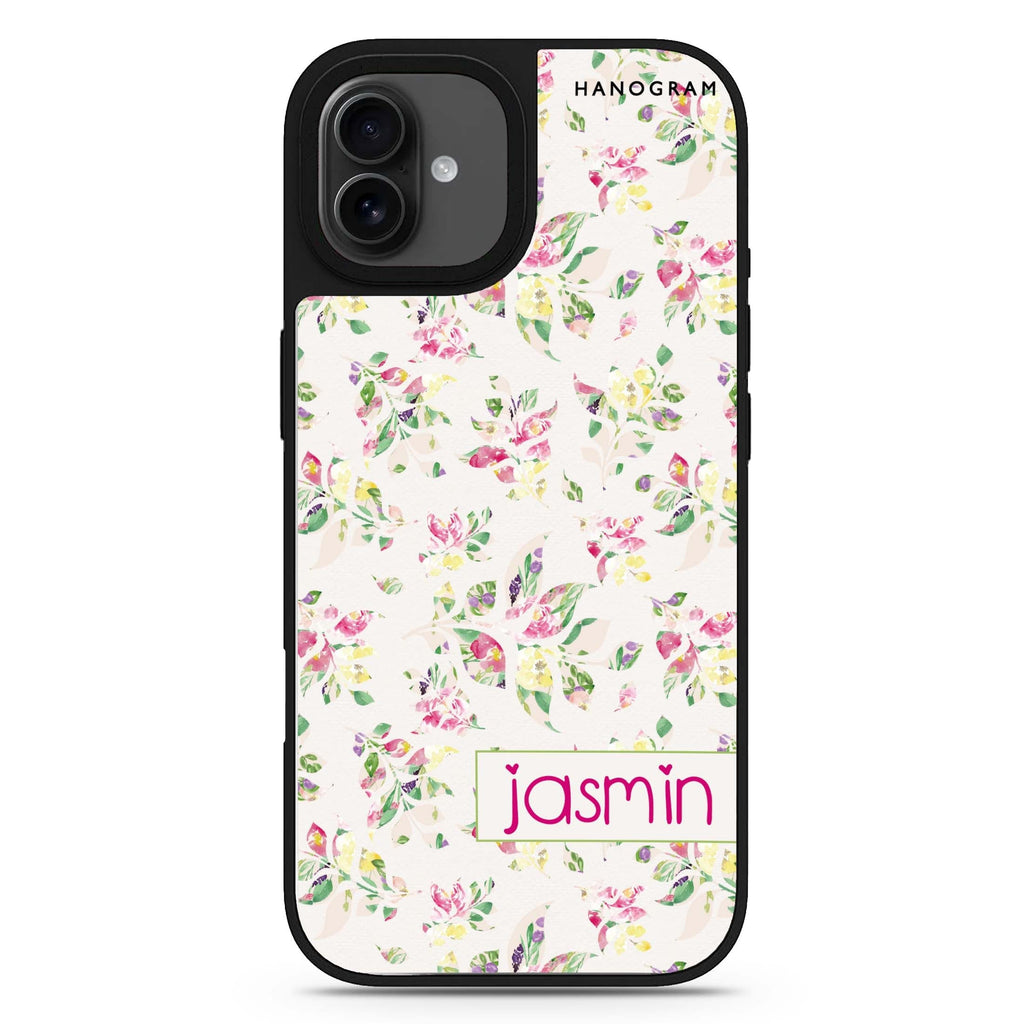 Floral Rain personalized name iPhone 17 mirror case