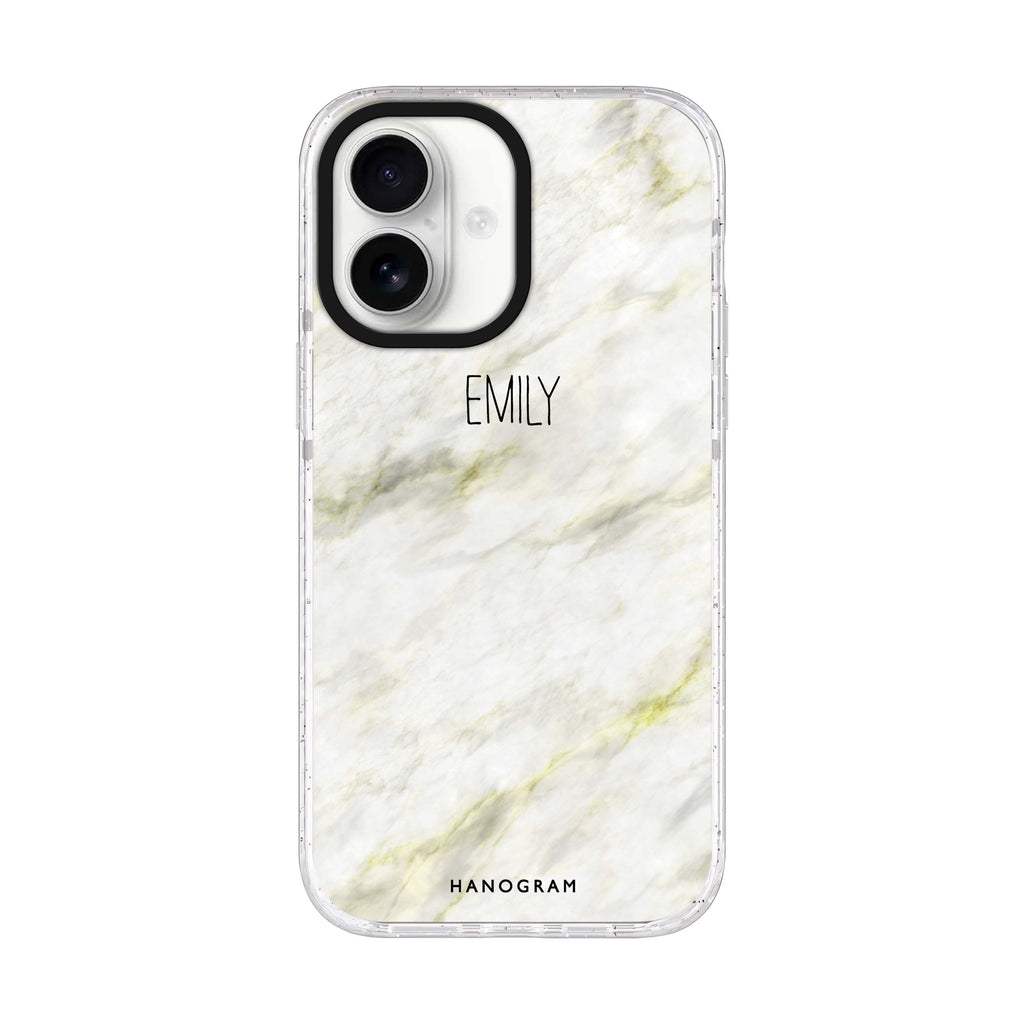 Grand Marble II personalized name iPhone 17 ultra clear MagSafe case, front product view