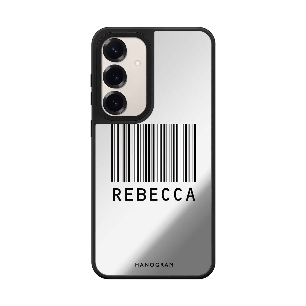 Custom name Barcode Samsung Galaxy mirror case front view