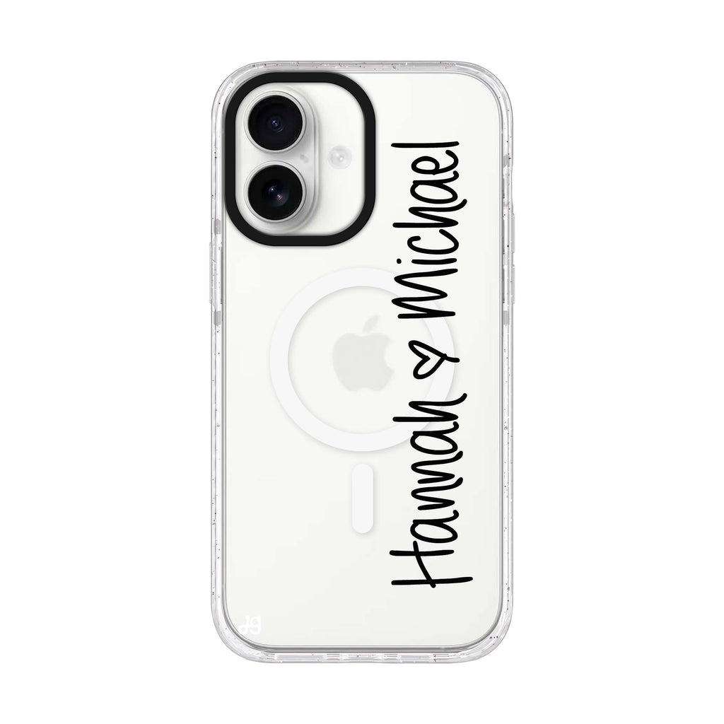 Vertical Names personalized name iPhone 17 ultra clear MagSafe case, front product view