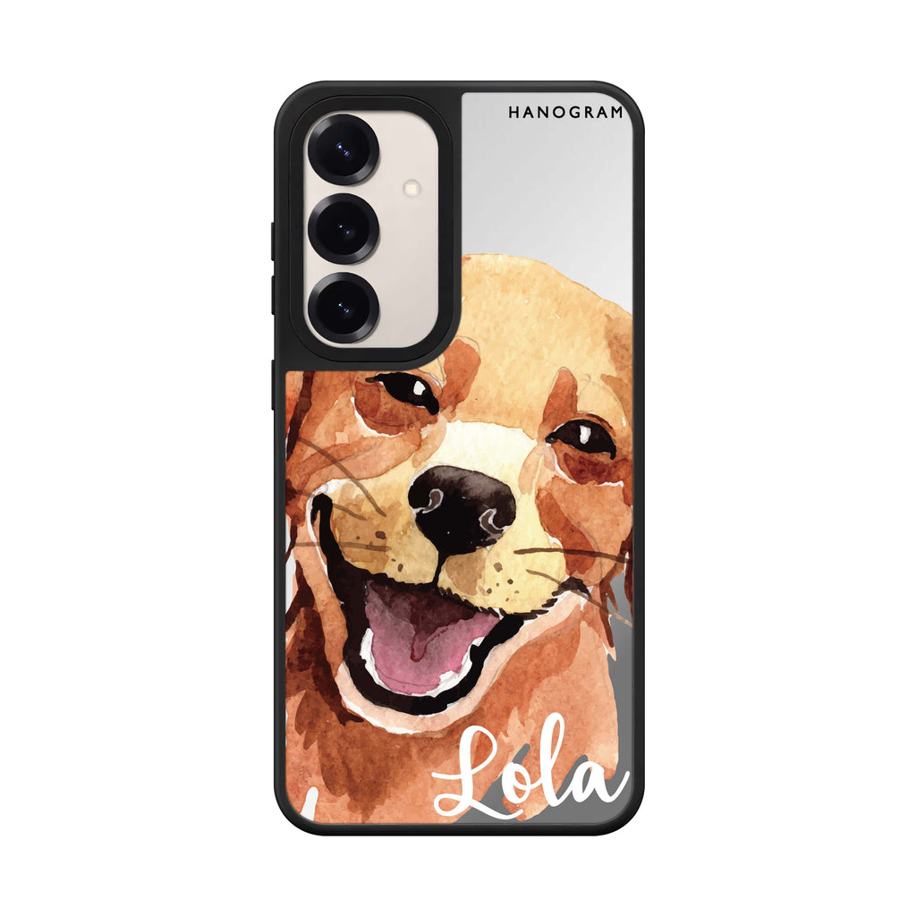 Custom name Golden Retriever Samsung Galaxy mirror case front view