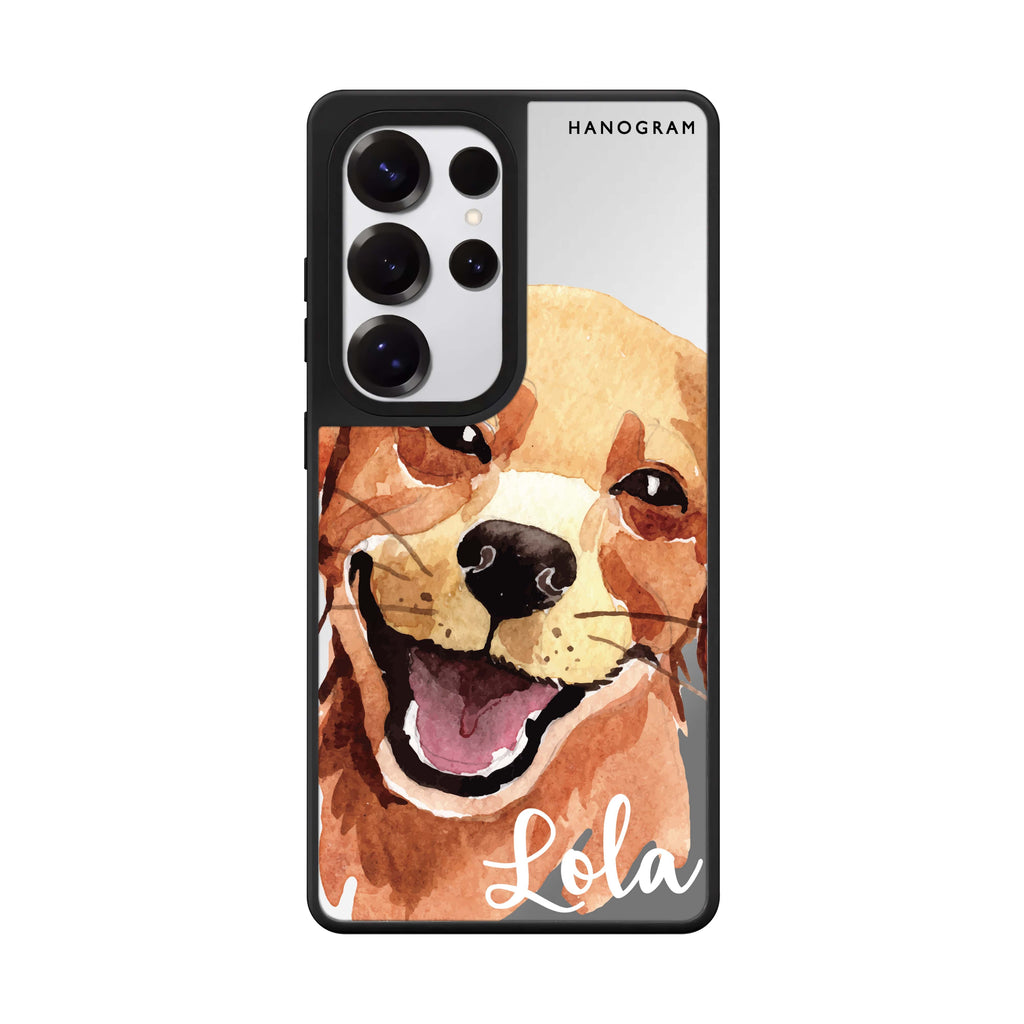 Custom Golden Retriever Samsung Galaxy S25 S24 S23 Ultra mirror case, front view