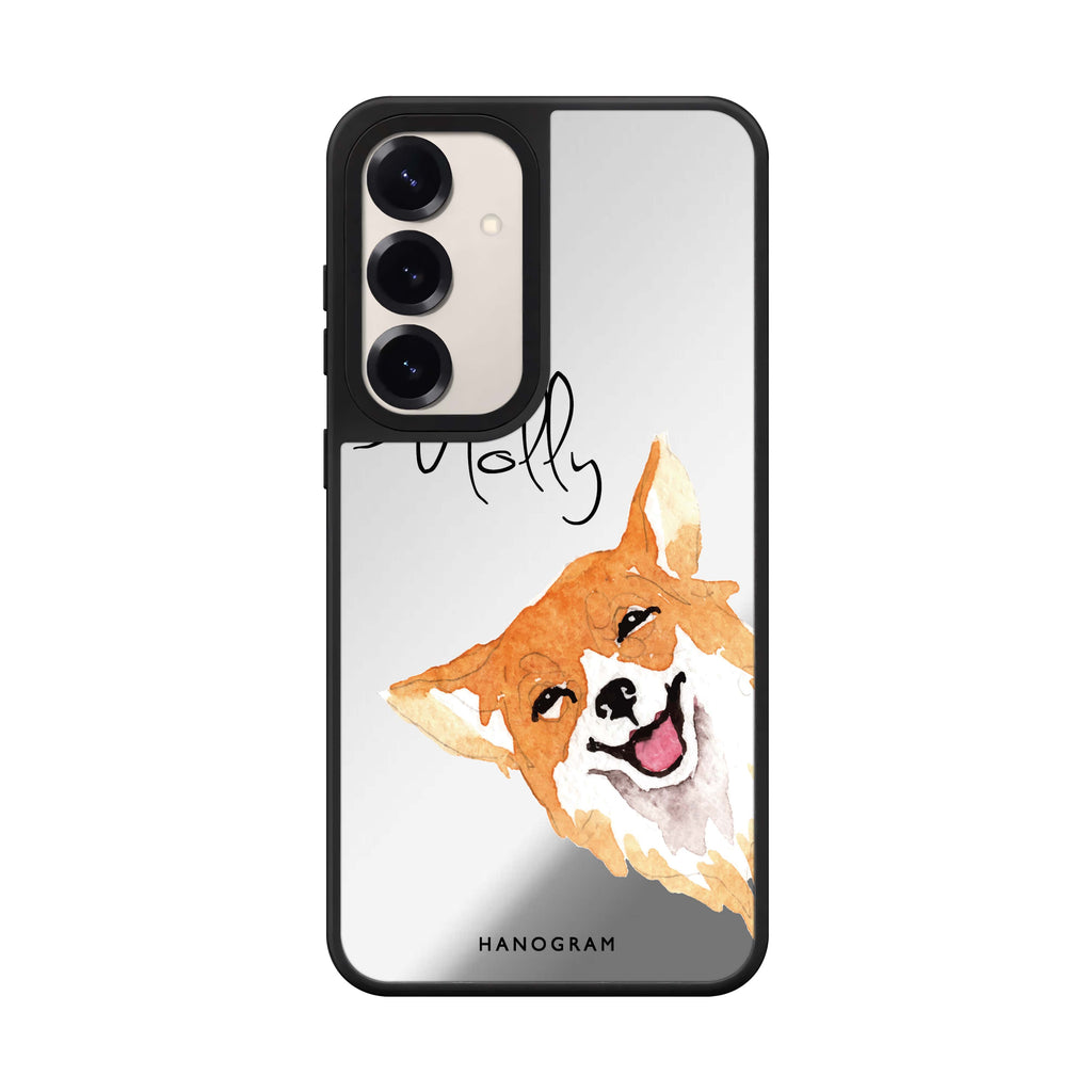 Custom name Welsh Corgi Samsung Galaxy mirror case front view