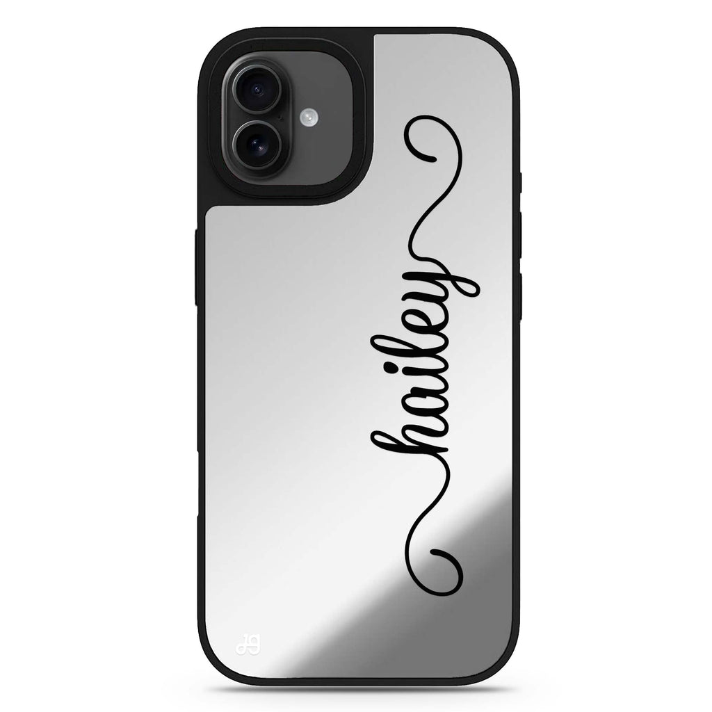 Vertical Cursive Handwritten personalized name handwritten name typography iPhone 17 mirror case