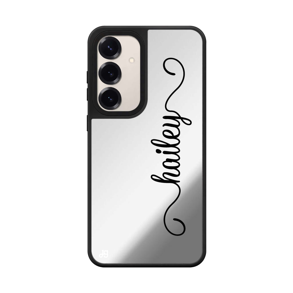 Custom name Vertical Cursive Handwritten Samsung Galaxy mirror case front view