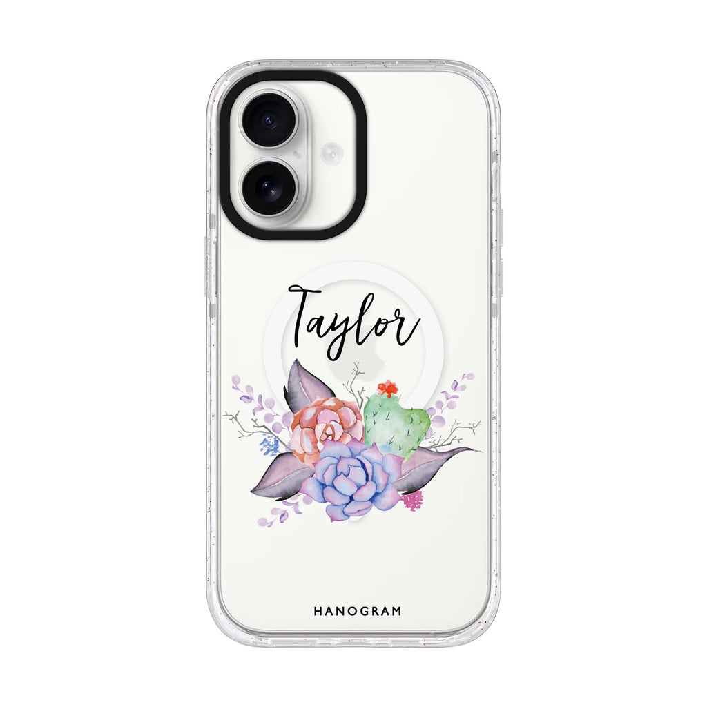 SECRET OF THREE personalized name iPhone 17 ultra clear MagSafe case, front product view