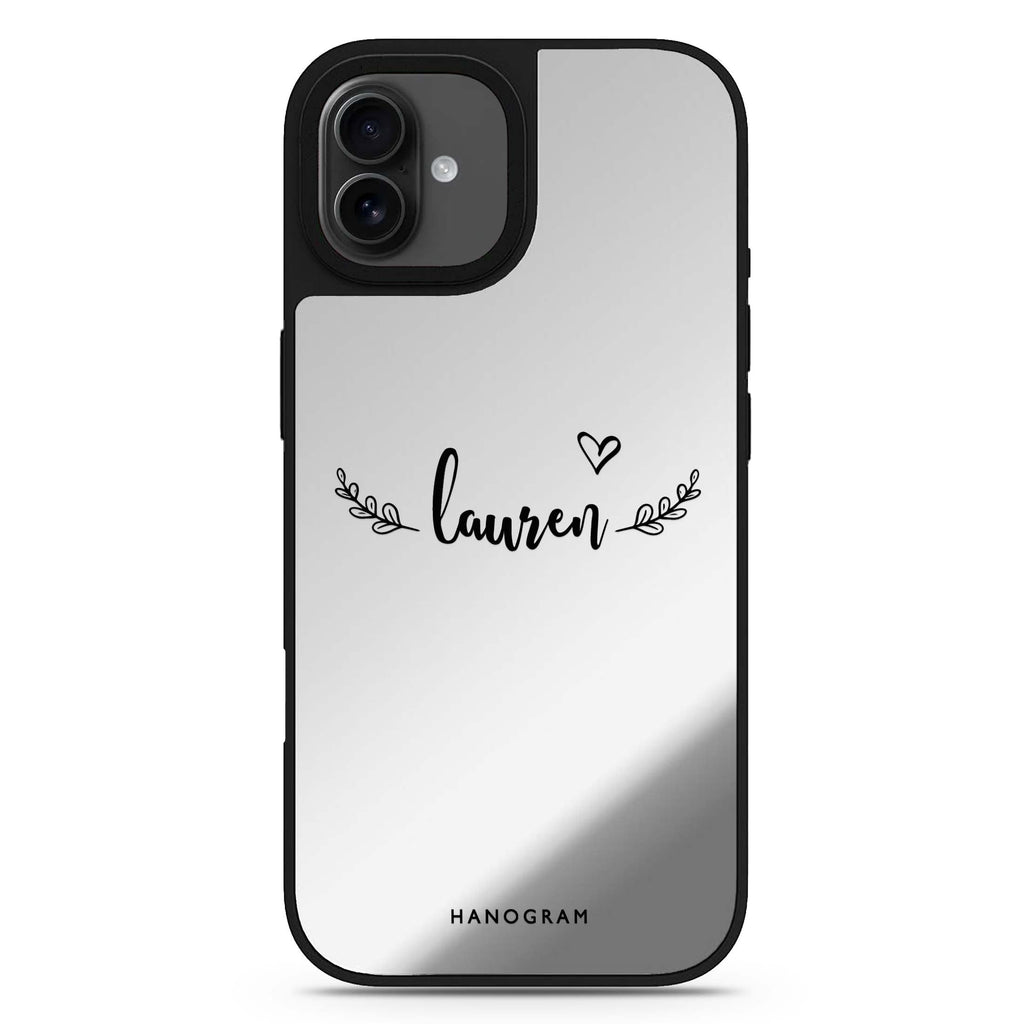 Sleek personalized name iPhone 17 mirror case